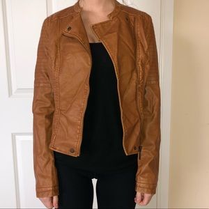 Chestnut Faux Leather Jacket XS